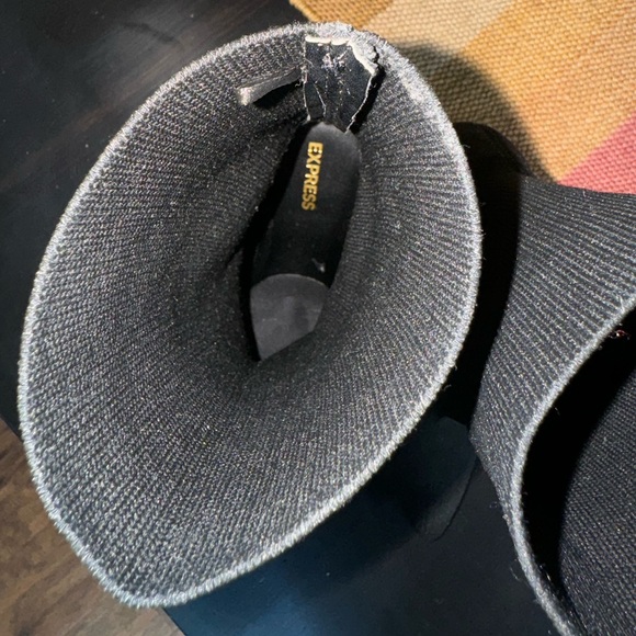 Express Knit Stiletto Sock Ankle Bootie Black 7 LIKE NEW! - Picture 5 of 7